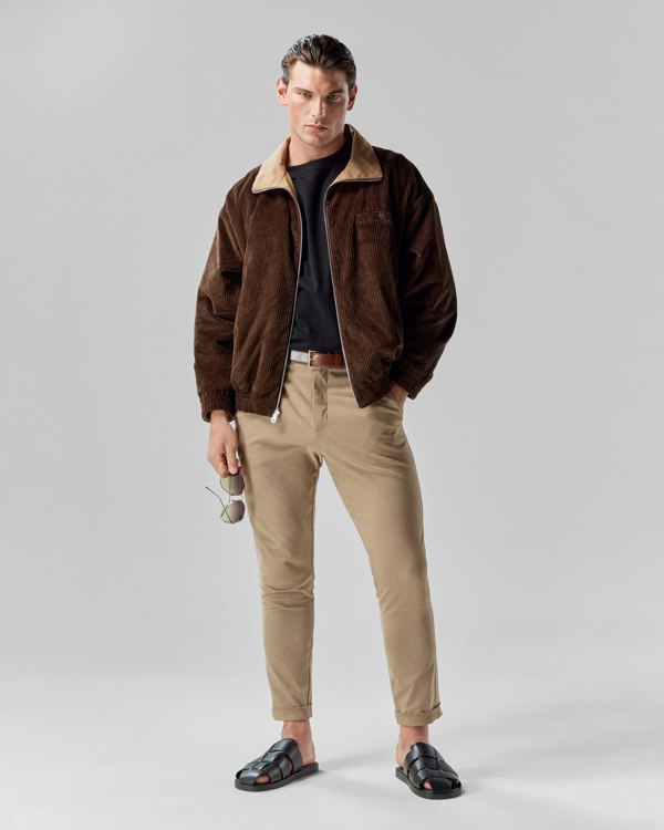 Frolickers Reversible Corduroy Bomber Jacket - Tan / Espresso