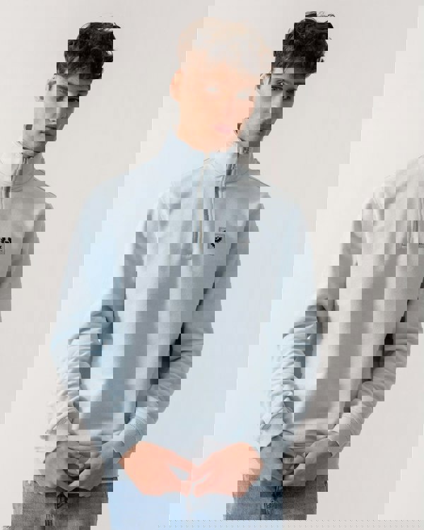 Belstaff Quarter Zip Sweatshirt - Sky Blue - CHO - Designer Mens Sweatshirts