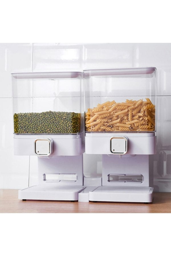 Living and Home Double Square Cereal Dispenser White