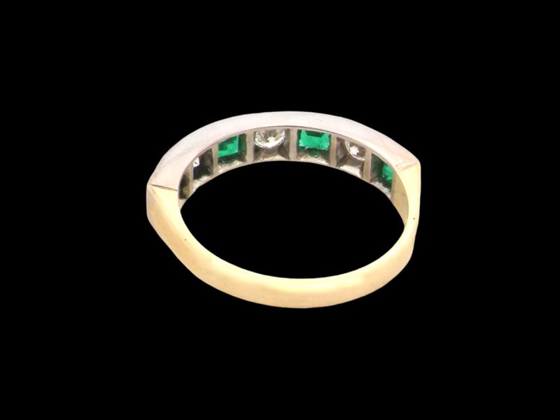 Vintage Tom Emerald & Diamond 18 Carat Gold Half Hoop Eternity Ring