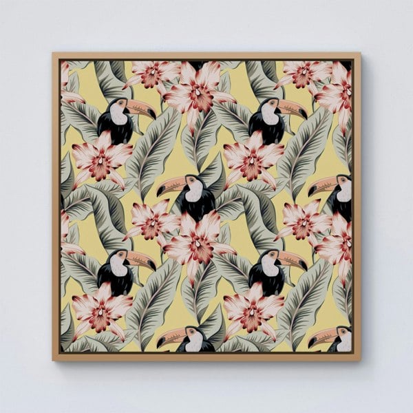 Warren Reed Toucans, Orchids And Palm Leaves Framed Canvas