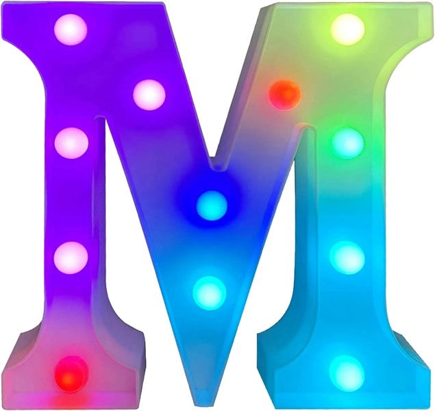 St Helens Battery Operated RGB Letter   With Remote Control Letter M