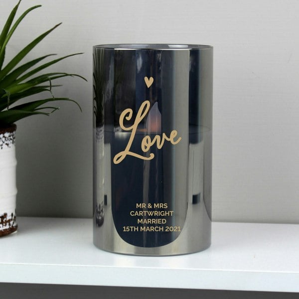 Personalised Memento Company Personalised Love Smoked Glass LED Candle