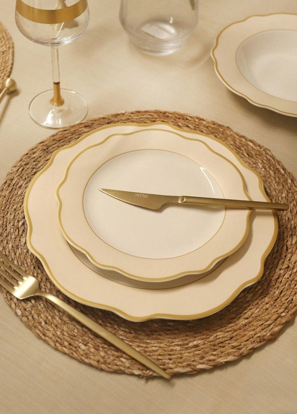 Rozi Jaswely Collection Porcelain Dinner Plates, Set of 6 (Cream)