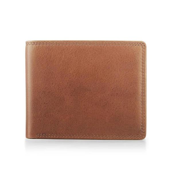 RFID secure men’s brown leather bifold wallet – back view