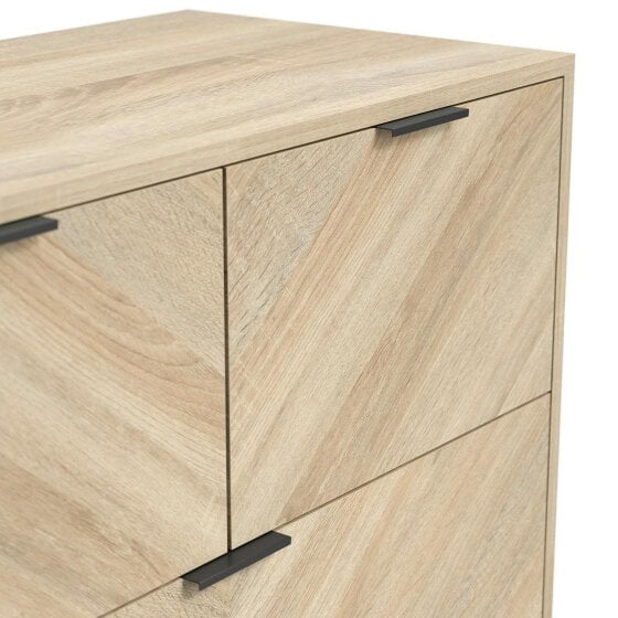 Wyld Haus Skerries Chevron 4 Drawer Storage Chest Natural Oak Wood
