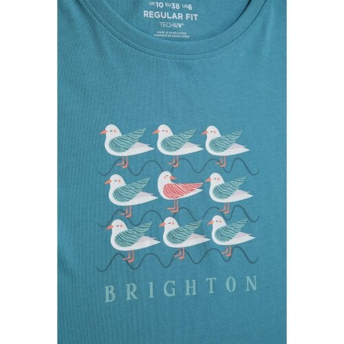 Mountain Warehouse Womens Brighton Cotton Lightweight Regular T-Shirt - Blue - Blue - 100% Organic Cotton