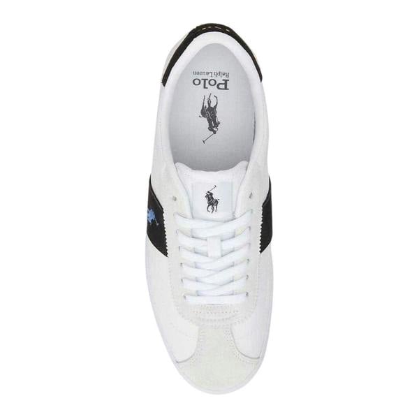 Ralph Lauren Mens Court Vulc Leather Trainers - White/Blue - 