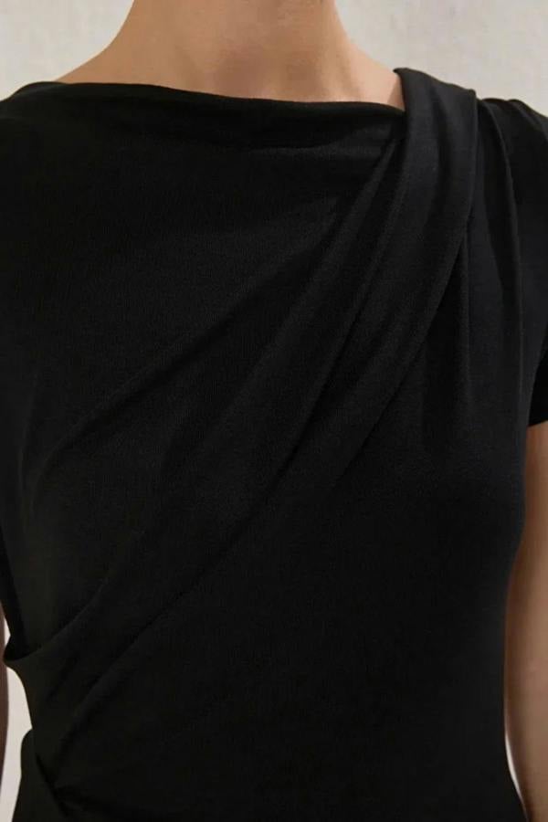 Hoxton Gal Draped/Gathered Detail Fitted Knit Blouse