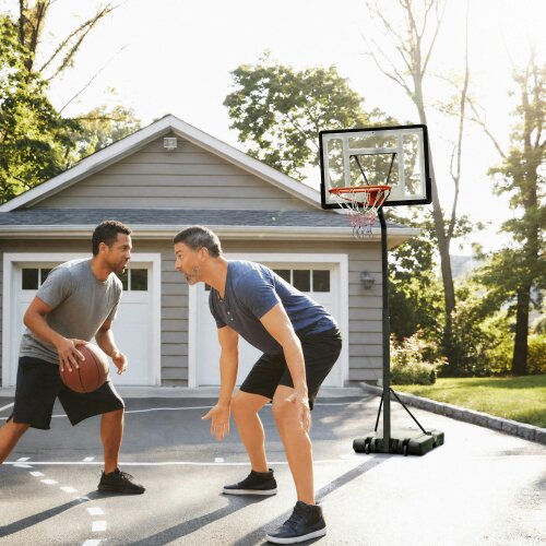 HOMCOM Basketball Hoop Freestanding 255-305cm Height Adjustable Stand w/ Wheels