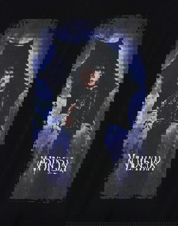 Wednesday Womens Black Umbrella Short Sleeved T-Shirt