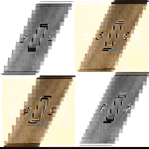 2 PACK 1 Gang 20A Single Light Switch ANTIQUE BRASS & BLACK 2 Way Metal Rocker