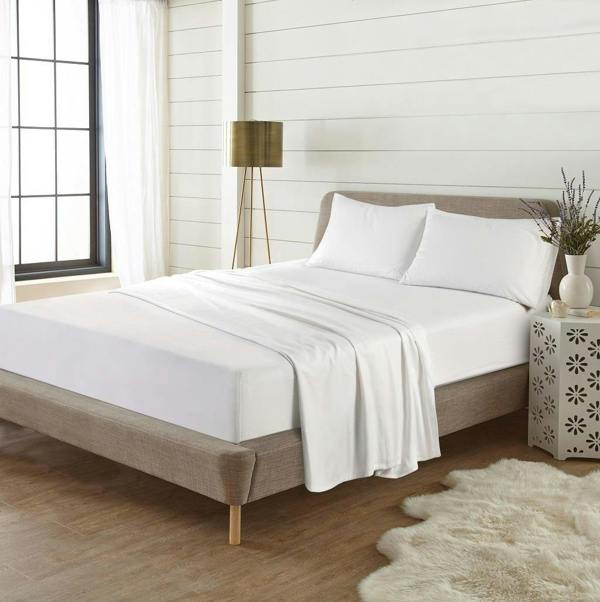 Plain Dye Flannelette Sheet Set - White - Super King