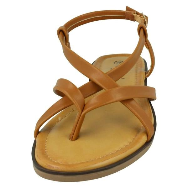 Savannah Ladies Savannah Flat Strappy Toepost Sandal with Buckle Strap F00444