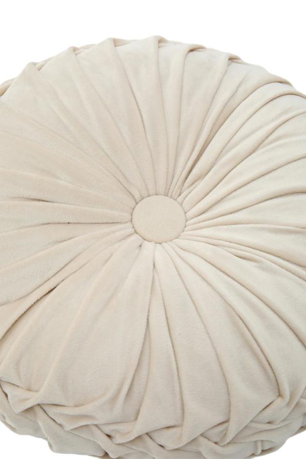 Living and Home 45cm Beige Round Velvet Pleated Pumpkin Cushion
