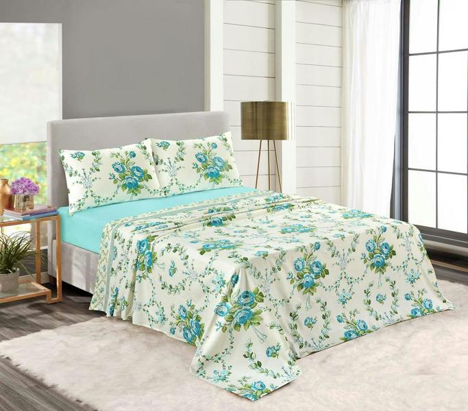 Olivia Flannelette Sheet Set - Teal - King