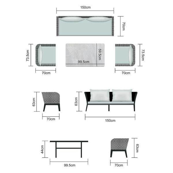 Groundlevel 4 Piece Woven Grey Furniture Set