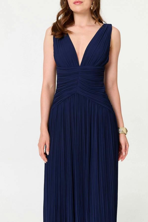 Navy | Abstract Relaxed 3/4 Sleeve Maxi Dress
