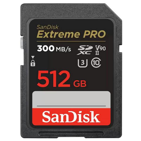 SanDisk Extreme PRO 300MBs UHS-II Class 10 V90 SDXC Card 512GB
