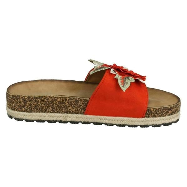 Spot On Ladies Spot On Flower Trim Mules