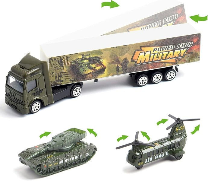 deAO Toys Die-Cast Rescue Truck Toy Set with a Carrier Truck with Map, and Accessories for Kids