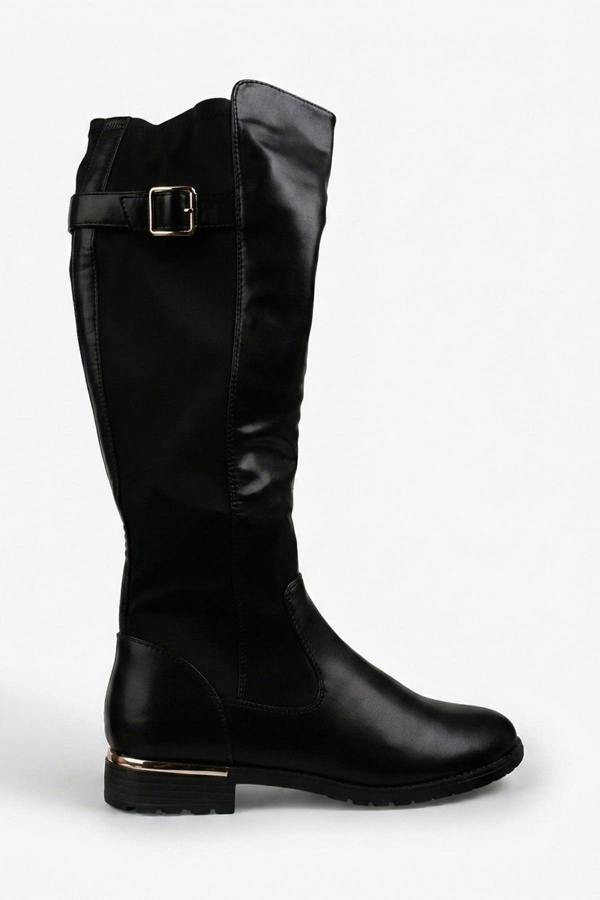 Edie Knee High Riding Boots - Black