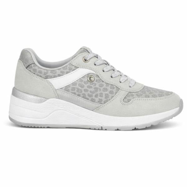 Cipriata L529FS NOVELIA Silver/White/Animal Print Trainers   in  White