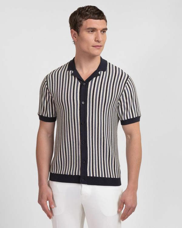 Steel & Jelly Stanmore - Tonal Stripe Knitted Short Sleeve Shirt