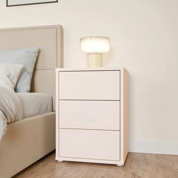 Furniture To Go Alice Springs Bedside Cabinet with 3 Drawers Push-to-Open in Sand
