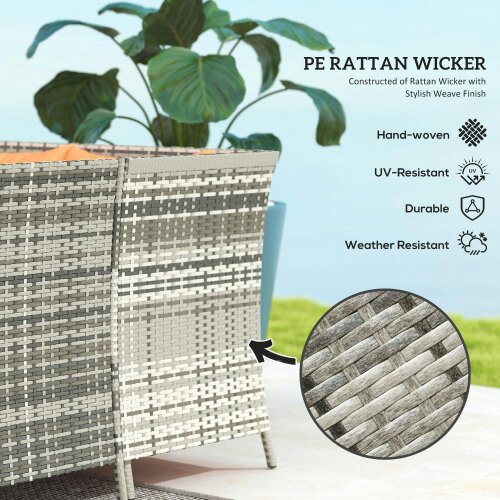 Wyld Haus Tasu Rattan Orange And Grey 7 Seater Outdoor Sofa Set With Cushions And Glass Tables