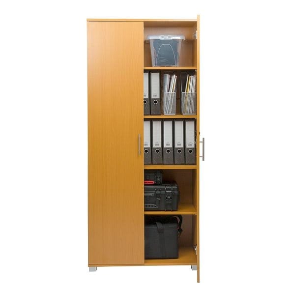 MMT Furniture Designs Beech wooden Filing cabinet with 4 shelves - 2 Door Lockable Filing Cabinet