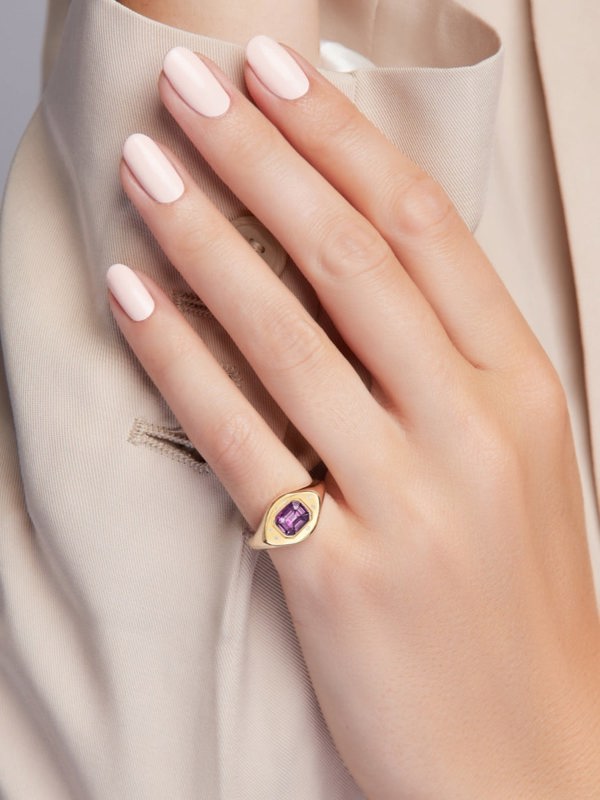 Gemdaia Purple Sapphire Signet Ring