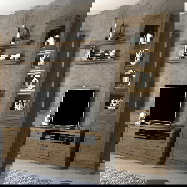 Furniture To Go Corona Narrow Display Cabinet in Tabak Oak