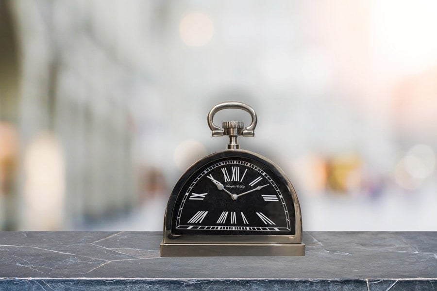 Artisan Furniture Black and Chrome Table Clock