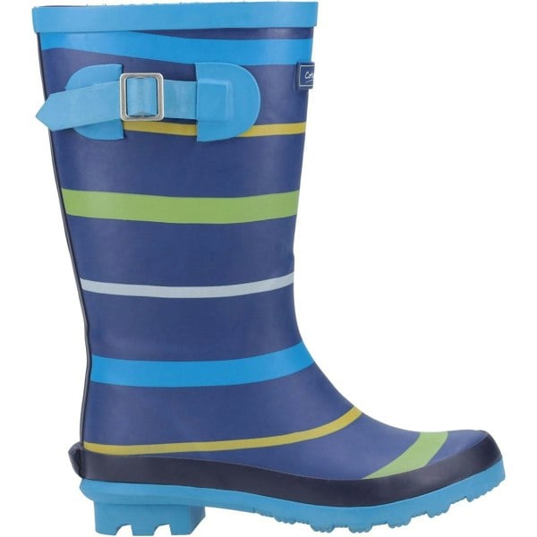 Cotswold Stripe Wellington Rubber Boys Blue/Green/Yellow Wellington Boots
