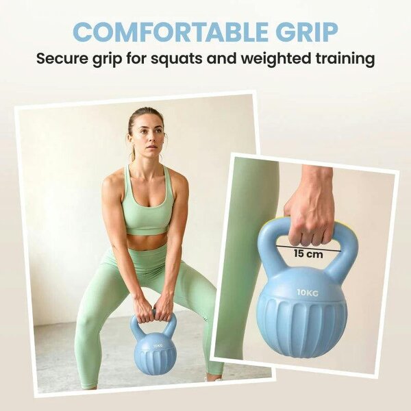 Kettlebell for Strength Training Kettle Bell with Non-Slip Handle 10 kg Blue