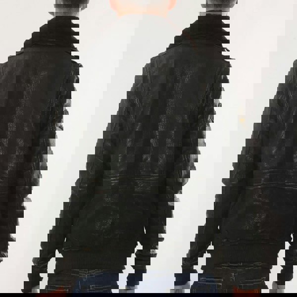 Leather Company Men's Leather Bomber Jacket Fur Collar Aviator Coat