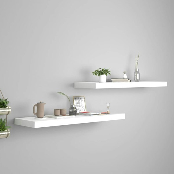 Berkfield Floating Wall Shelves 2 pcs White 80x23.5x3.8 cm MDF