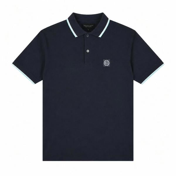 Marshall Artist Tipped Polo Shirt Navy