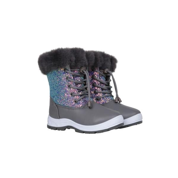 Mountain Warehouse Kids Fizz Faux Fur Lined Snow Boots - Silver