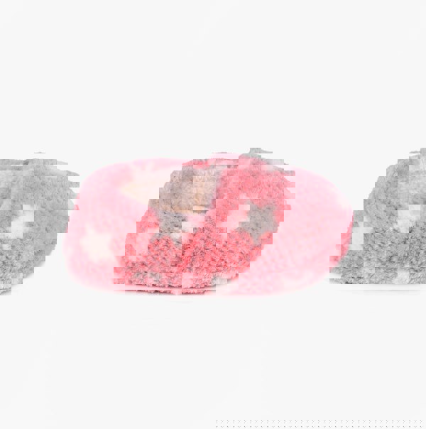 Totes Isotoner PINK STAR Kids Back Slippers Pink