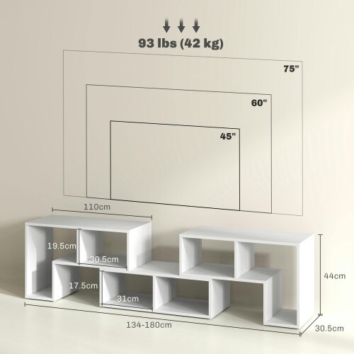 Wyld Haus Tota 134cm White Wood Effect 3 Block Modular TV Stand