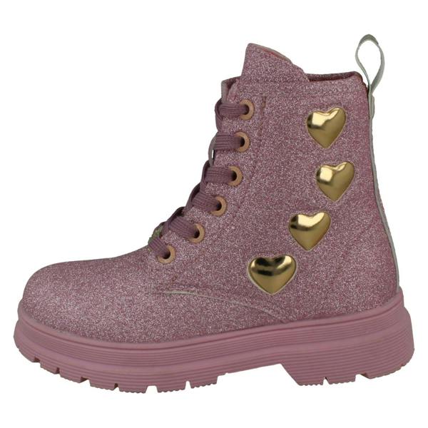 Pineapple Girls Pineapple Low Heel Lace Up Heart Glitter Boots with Inside Zip H4196