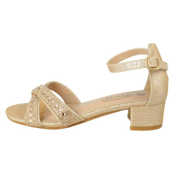 Spot On Girls Spot On Small Heeled Ankle Strap Glitter Sandals H1122