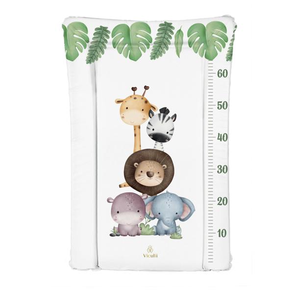 Viculii Deluxe Baby Unisex Waterproof Changing Mat with Raised Edges - Safari Animals