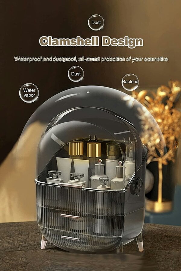 Living and Home Cosmetic Makeup Organizer Skincare Display Box with 2 Layers Of Storage Boxes & Elegant Transparent Lid with Drawers & Handle