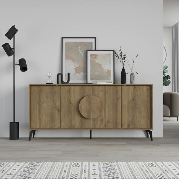 Decortie Gora Particleboard 4 Door Sideboard with Metal Legs (W) 180cm