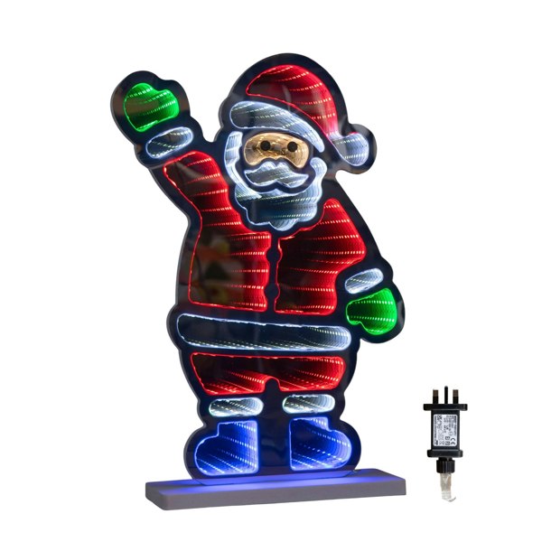 Samuel Alexander 40cm Light up Waving Santa Infinity Light Christmas Decoration with Multi-Coloured LEDs