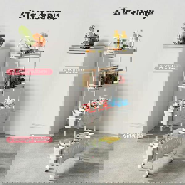 Levede Slim Stroage Trolley Cart on Wheel for Kitchen Bathroom Narrow Space Rack