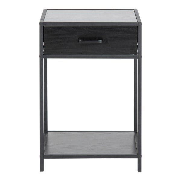 Furniture To Go Seaford Bedside Table with 1 Drawer in Black
